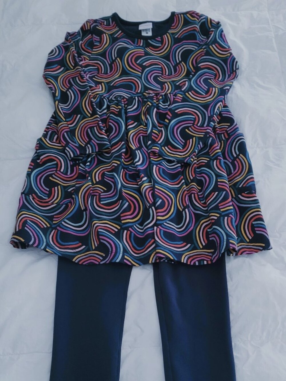 Hanna Andersson Navy Rainbow 2-Piece Dress Set 8